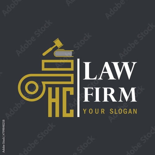 HC modern law firm justice logo design vector graphic template.