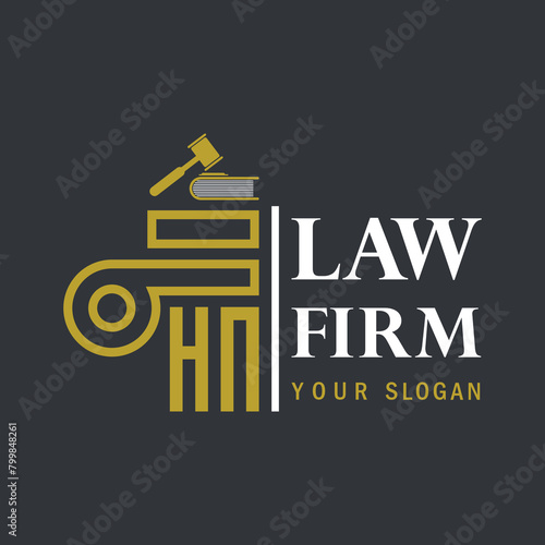 HN modern law firm justice logo design vector graphic template.