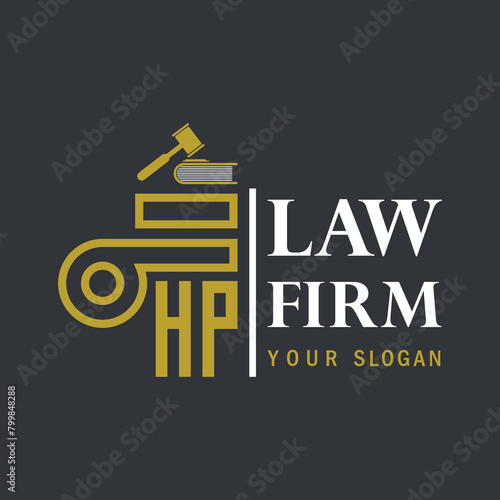 HP modern law firm justice logo design vector graphic template.