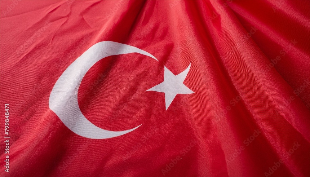 Close up shot of the waving flag of turkey