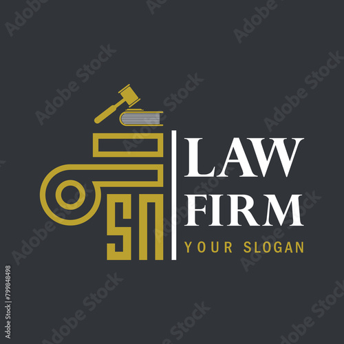 SN modern law firm justice logo design vector graphic template.