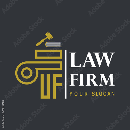 UF modern law firm justice logo design vector graphic template.