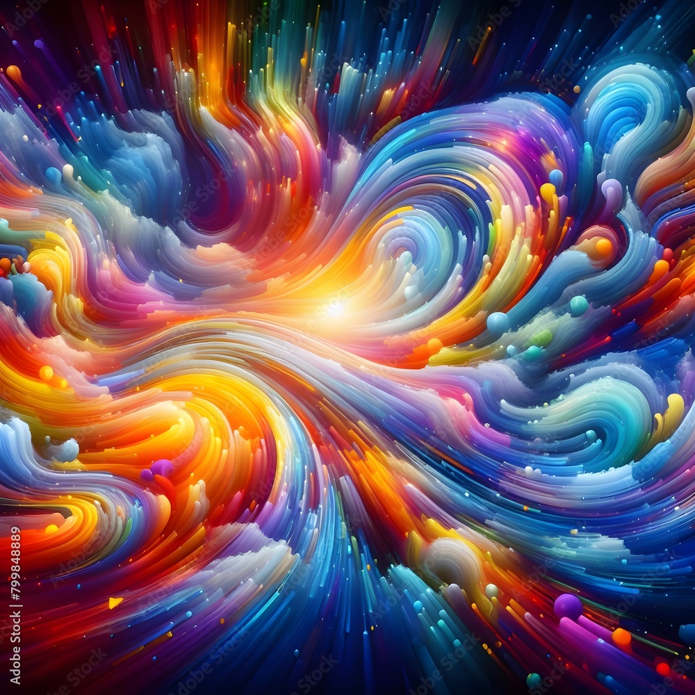 Fototapeta premium Chromatic Wave showcasing abstract colorful shapes shimmering in a cosmic display