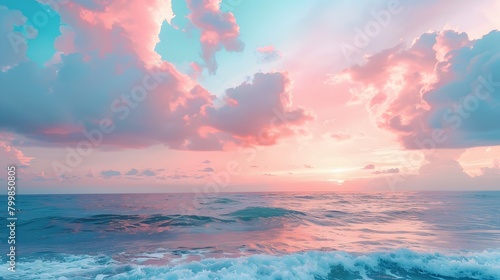 Blue Sea And Pink Sky Beauty Of The Nature