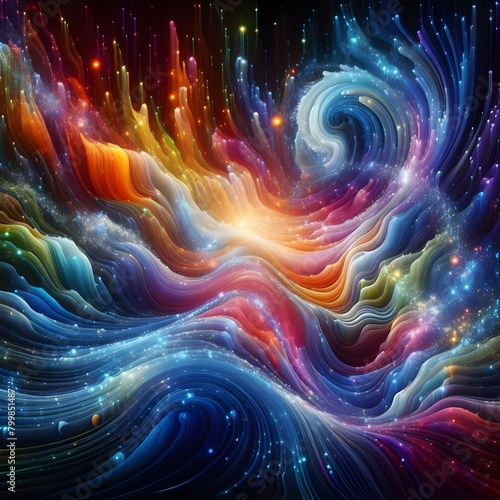 Chromatic Wave showcasing abstract colorful shapes shimmering in a cosmic display