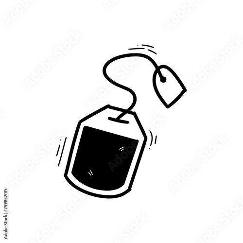 Hand Drawn Tea Bag. Doodle Vector. Isolated on White Background - EPS 10 Vector