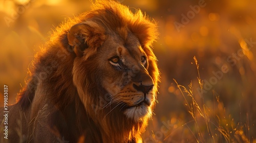 4K wallpaper of a male lion's intense gaze, captured in a close-up