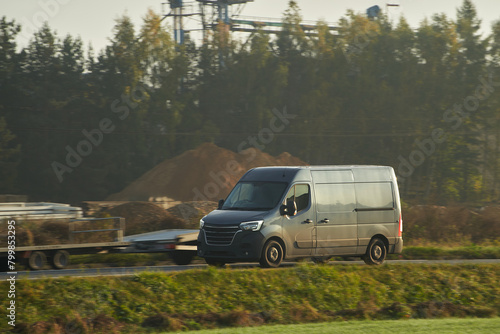 Fast Shipping: Delivery Van of Logistic Company Serving Customers.
