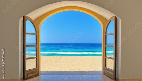 A Gateway to Paradise: A High-Quality Photo of an Arched Beach View