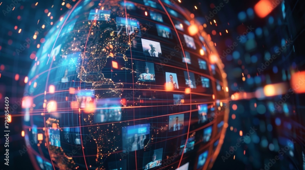 The digital world globe refers to the concept of global connectivity, high-speed data transfer, cyber technology, information exchange, and international communication The digital world globe refers to the concept of global connectivity, high-speed data transfer, cyber technology, information exchange, and international communication