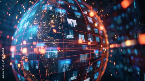 The digital world globe refers to the concept of global connectivity, high-speed data transfer, cyber technology, information exchange, and international communication © LELISAT