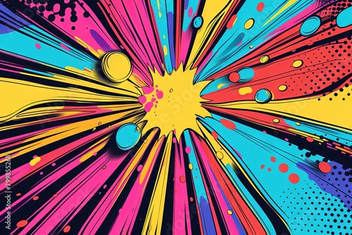 pop art explosion with vibrant colors and comic-style elements, Generative AI © avrezn