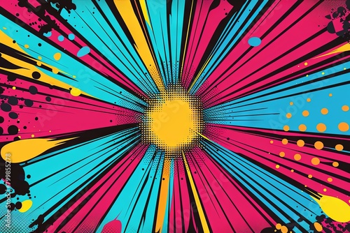 pop art explosion with vibrant colors and comic-style elements, Generative AI © avrezn
