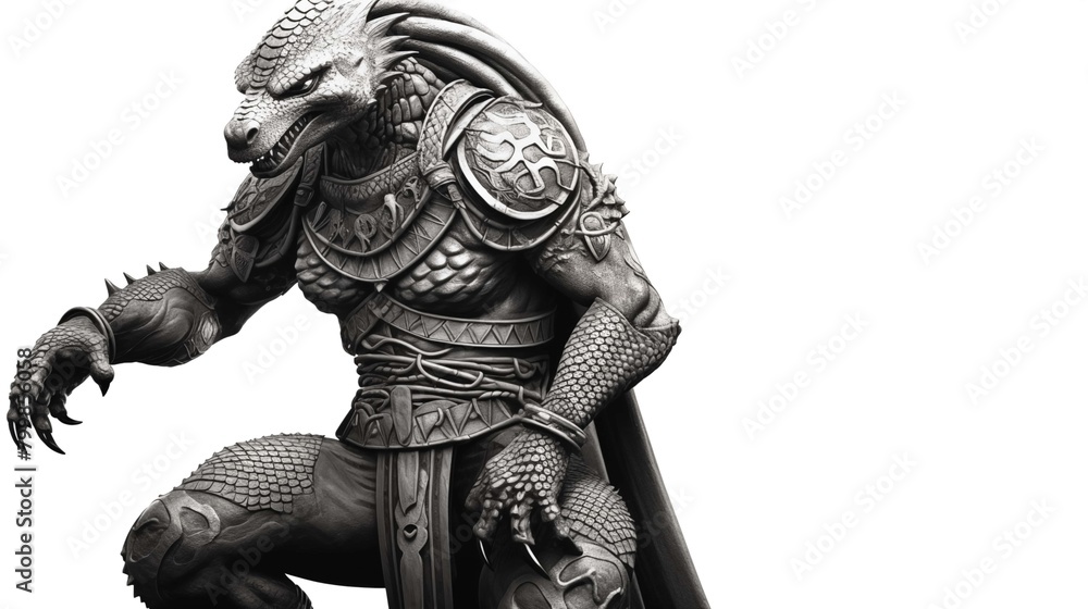 Fototapeta premium Black and White Illustration of a Chitauri on a White Background