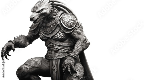 Black and White Illustration of a Chitauri on a White Background
