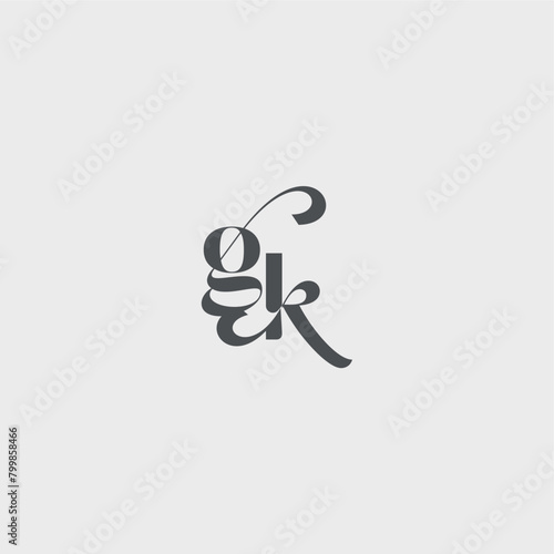Classy black fashion beauty monogram initial logo letter simple and minimalism GK