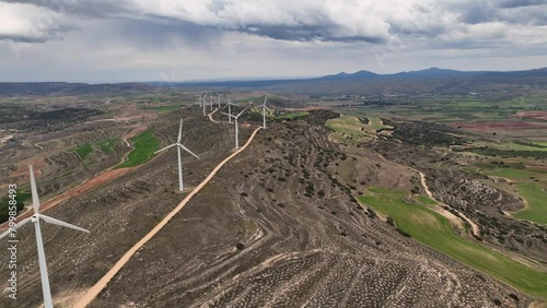 Windmills on a cloudy day. Tarazona and Moncayo region. Province of Zaragoza photo