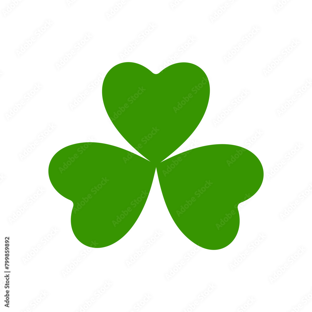 Flat shamrock icon. Clover three leaves logo. Green floral sticker. Flat shamrock icon. Clover three leaves logo. Green floral sticker.