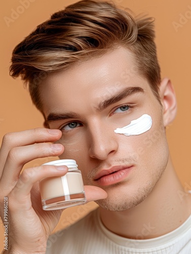 A man applying skincare pro...