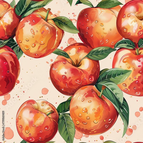 Peach Fruit Inspired Seamless Tile Pattern