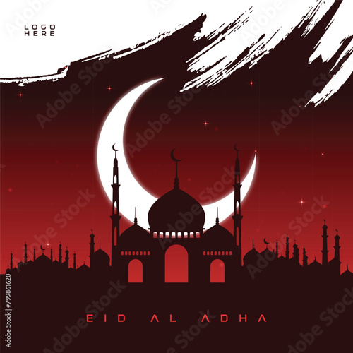 Eid Al Adha Mubarak Social Media Post Beautiful Islamic Background (ID: 799861620)