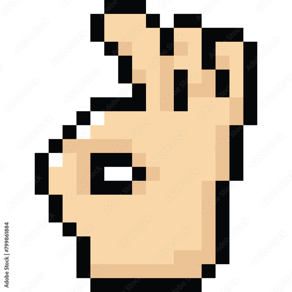Fototapeta premium Pixel art hand doing ok sign icon
