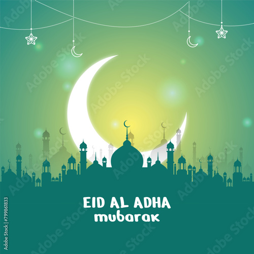 Eid Al Adha Mubarak Social Media Post Beautiful Islamic Background (ID: 799861833)