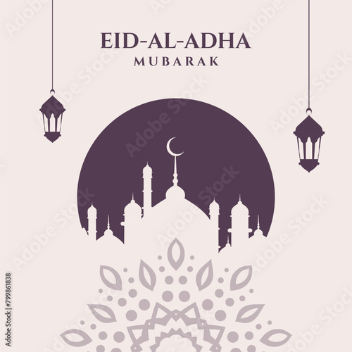 Eid Al Adha Mubarak Social Media Post Beautiful Islamic Background (ID: 799861838)
