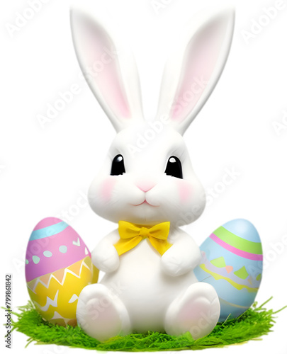 A cute Easter bunny with egg clipart. © Pram