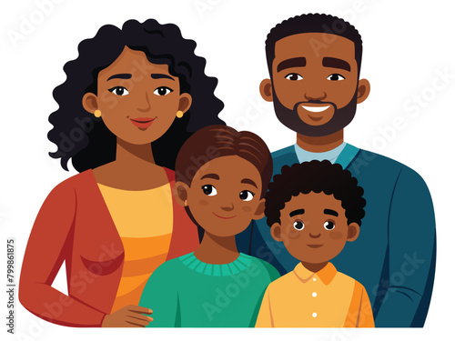 Happy black family enjoying togetherness, Family bond vector cartoon illustration