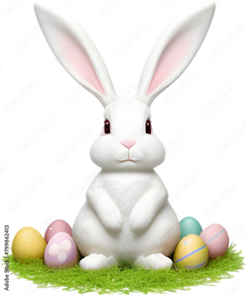 Fototapeta premium A cute Easter bunny with egg clipart.