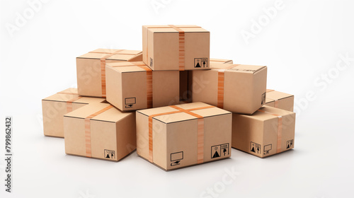Box package delivery on white background, photo shot