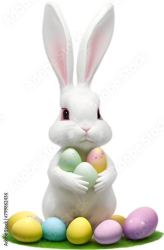 A cute Easter bunny with egg clipart.