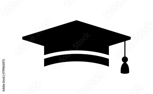Graduation hat logo. Graduate cap flat sign.