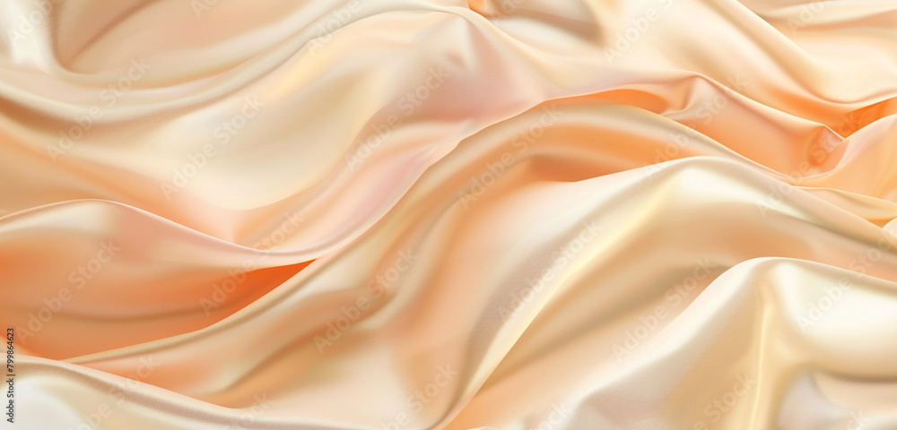 Pastel peach 3D waves on champagne, satin-like abstract elegance. Pastel peach 3D waves on champagne, satin-like abstract elegance.