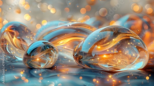 Captivating Spherical Liquid Reflections in Vibrant Hues photo