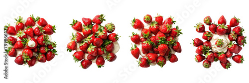 Set of A an enticing pile of strawberries swimming creamy on a transparent background