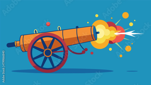 With precision and grace the cannon is fired a true symbol of the unity and determination of the people in achieving independence.. Vector illustration