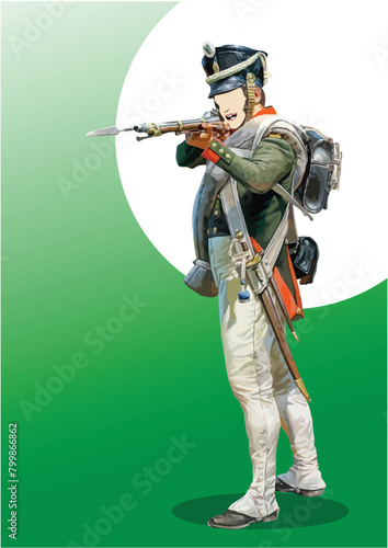 Soldiers of Napoleon's Imperial Old Guard Grenadiers. 3d hand drawn vector illustration