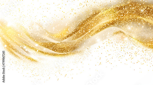 Golden glittering dust swirls on transparent background vector presentation design 