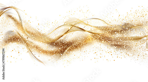 Golden glittering dust swirls on transparent background vector presentation design 