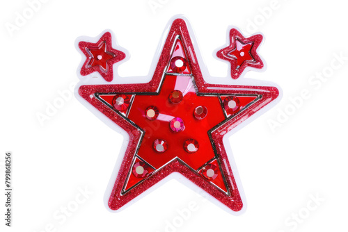 red stars jewel sticker decoration isolated PNG