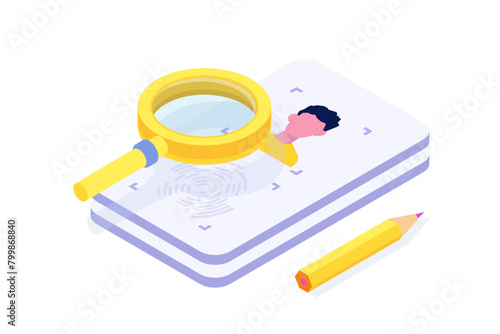 Know your customer or digital kyc, verifying the identity of its clients concept. Isometric Vector illustrations