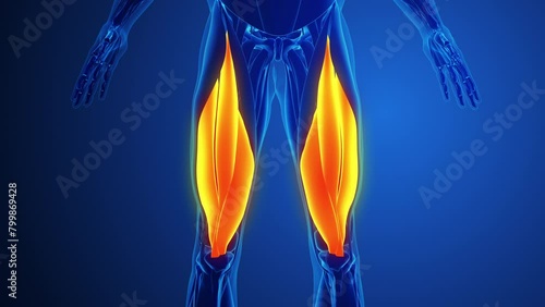 Quadriceps Muscles Pain with blue background