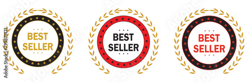 Vintage Bestseller Vector Icons. Set Of Isolated On White Background Bestseller Labels. Vector illustration. EPS 10