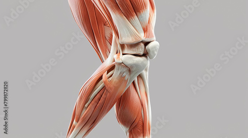 Detailed anatomical diagram of leg muscles with sciatica issues, in 3D, using a scientific color tone