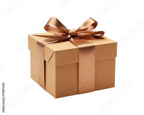 Elegant gift box with a shiny ribbon bow, isolated on a transparent background, perfect for festive occasions. Generative AI © Breyenaiimages