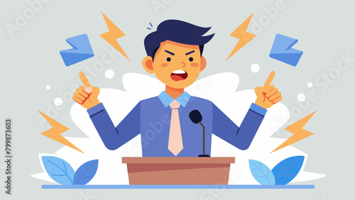 A student with ADHD using their impulsivity to their advantage in a debate passionately and eloquently arguing their points with fervent energy.. Vector illustration photo