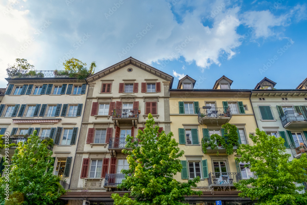 Historic houses in old town of Rapperswil, St Gallen Canton, Switzerland Historic houses in old town of Rapperswil, St Gallen Canton, Switzerland