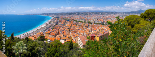 Villefranche-sur-mer town near sea on sunny day at Alpes-Maritimes, French Riviera, Nice, France photo